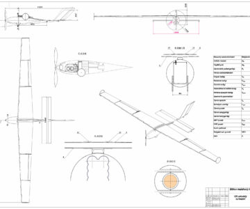 Чертеж Проектирование беспилотного микро-самолета патрульного класса с силовой установкой использующей солнечную энергию