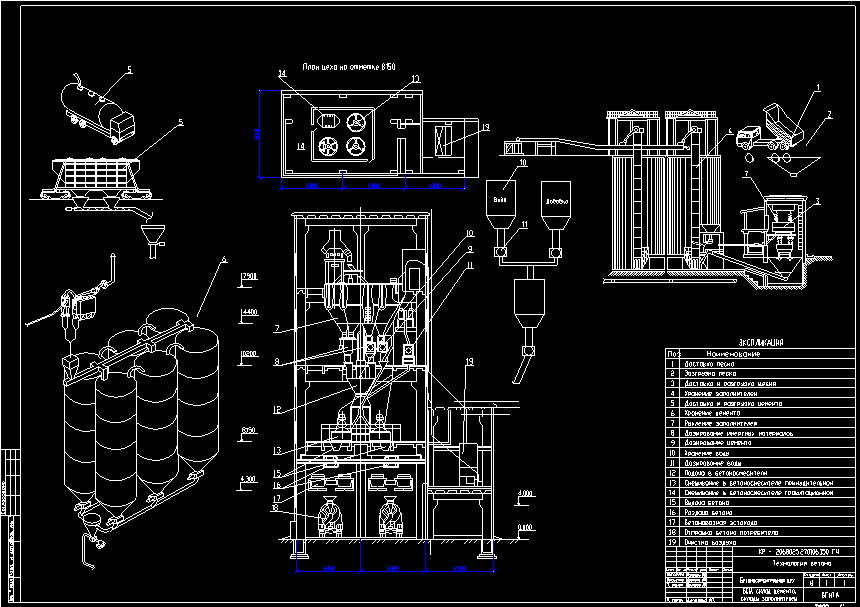Чертеж Бетоносмесительный цех для производства декоративного бетона