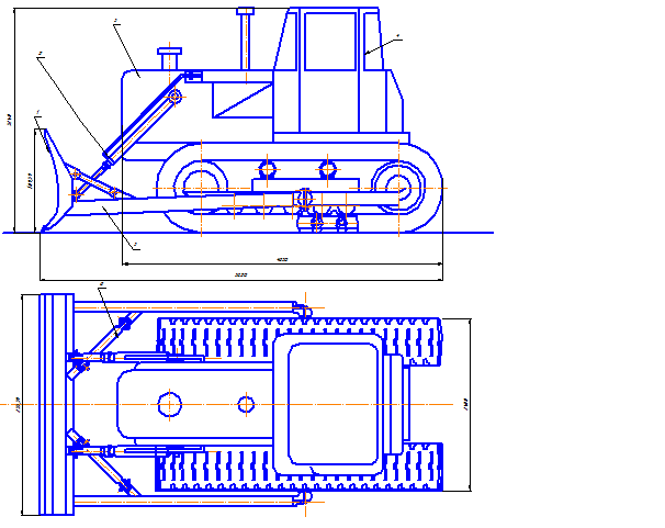 Чертеж Бульдозер Т-130 с неповоротным отвалом
