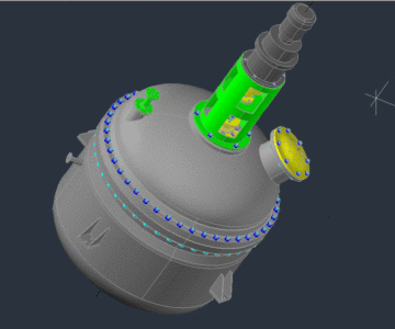 3D модель Химический реактор с лопастной мешалкой и паровым обогревом