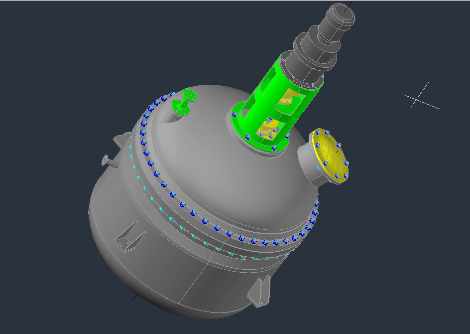 3D модель Химический реактор с лопастной мешалкой и паровым обогревом