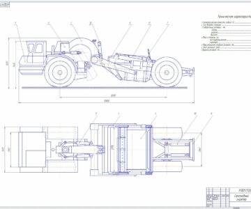 Чертеж Скрепер самоходный 10 м3, прототип МоАЗ-6014