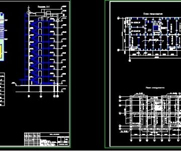 Чертеж Блок-секция угловая-торцевая 9-ти этажная 36-ти квартирная