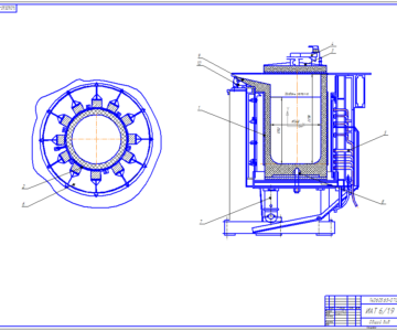 Чертеж Индукционная тигельная печь ИАТ-6