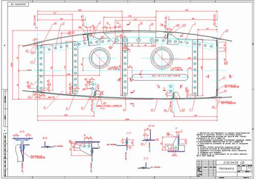 Чертеж Разработка технологической схемы производства узла планера самолета «Носок нервюры»