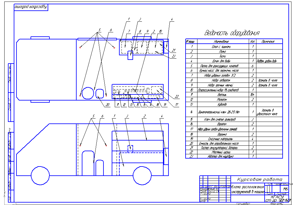 Чертеж Мобильная ремонтная станция на базе Ford Transit