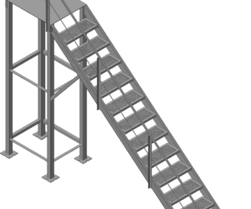 3D модель Металлическая лестница на 2 этаж