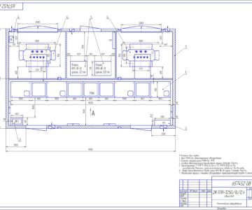 Чертеж Комплектная трансформаторная подстанция в блочно-модульном здании 2КТПНУ-1250