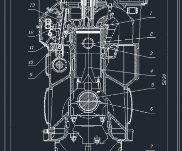 Чертеж Главный двигатель WARTSILA 8L46B