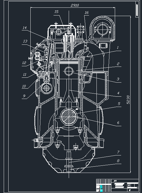 Чертеж Главный двигатель WARTSILA 8L46B