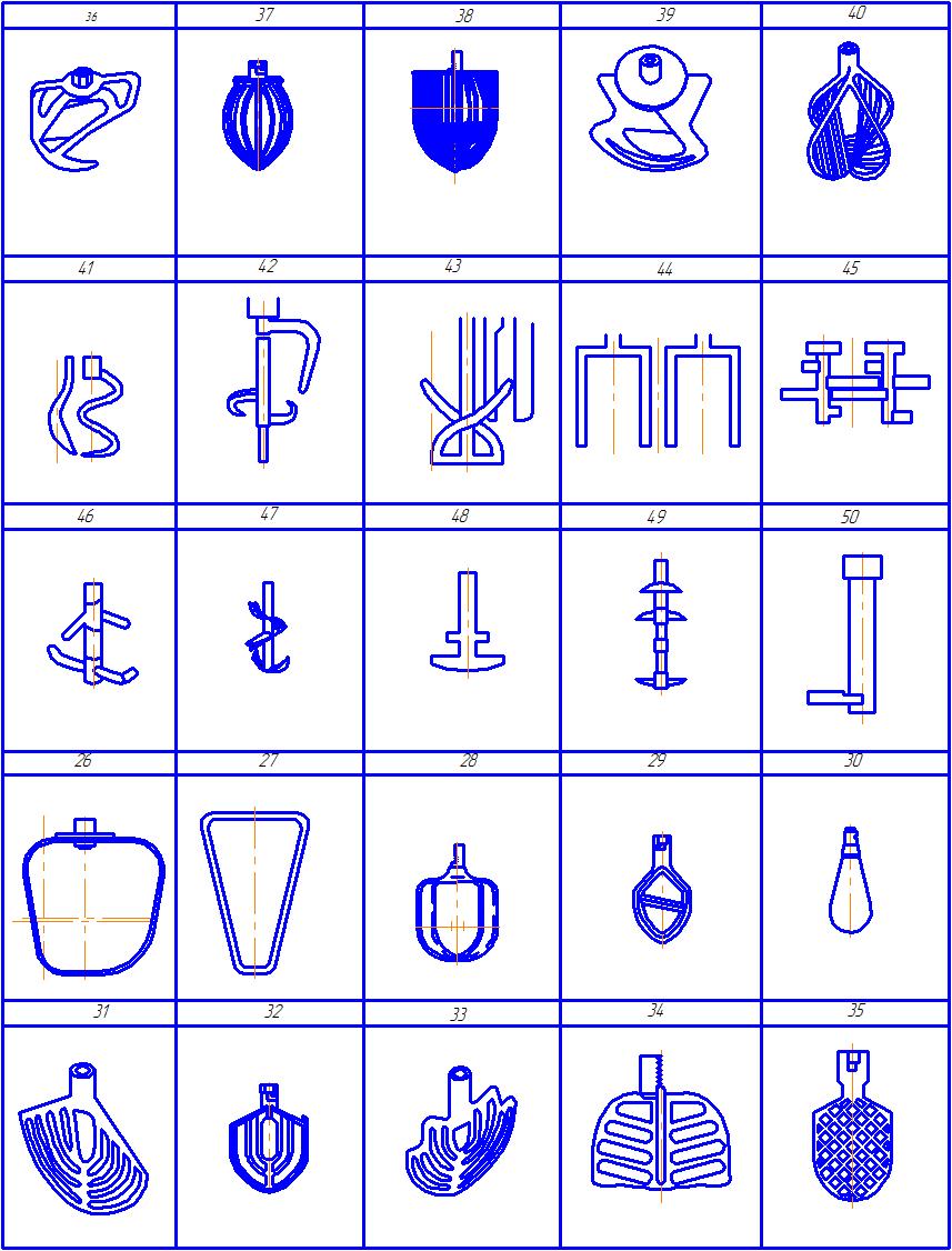 Чертеж Рабочие органы тестообрабатывающих машин