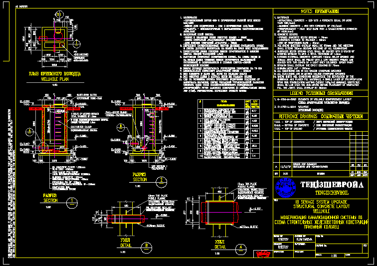 Чертеж План гасительного колодца для компании ТенгизШеврОйл