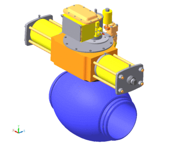 3D модель Шаровой кран с пневмоприводом