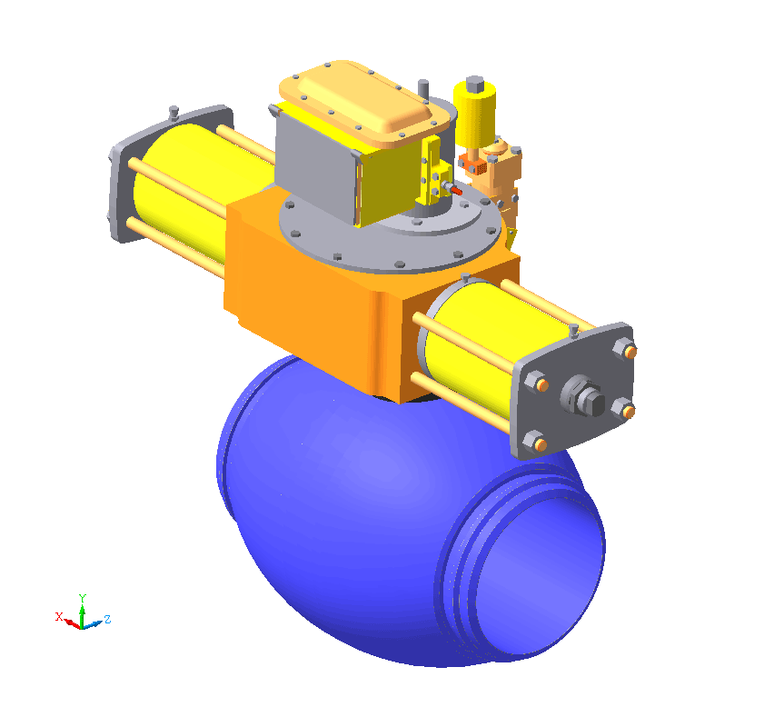 3D модель Шаровой кран с пневмоприводом