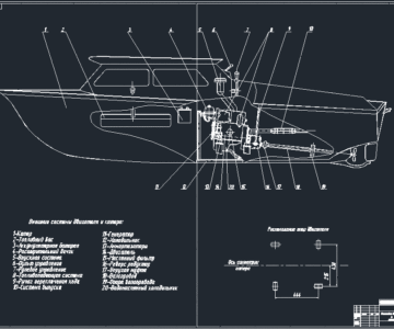 Чертеж Чертеж установки дизеля ВАЗ 341 на катер