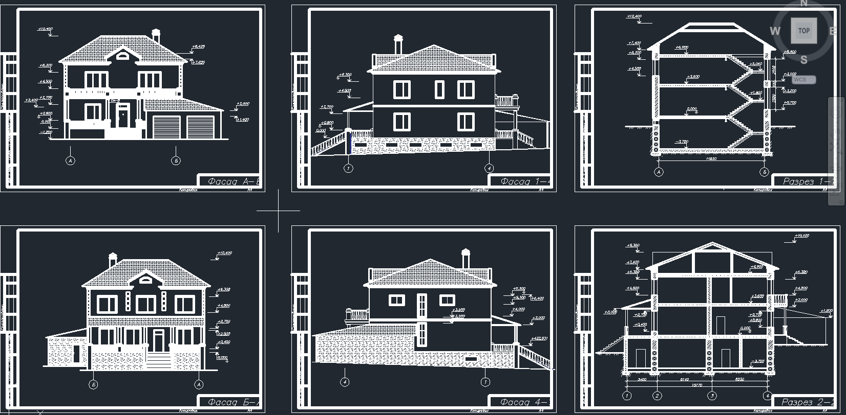 План двухэтажного дома скачать чертеж в dwg