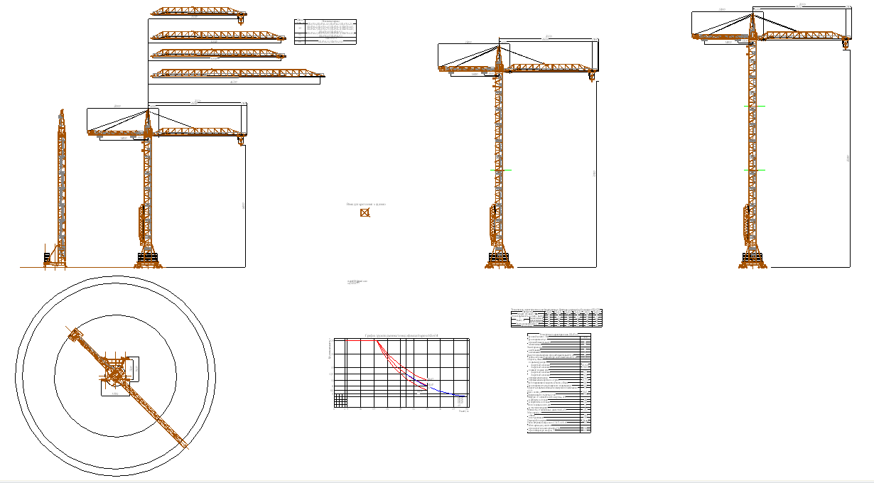 Башенный кран КБ - чертеж, dwg