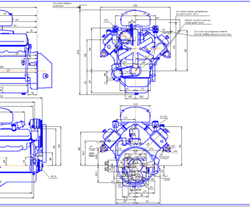 Чертеж Габаритный чертёж двигателя ЯМЗ-238