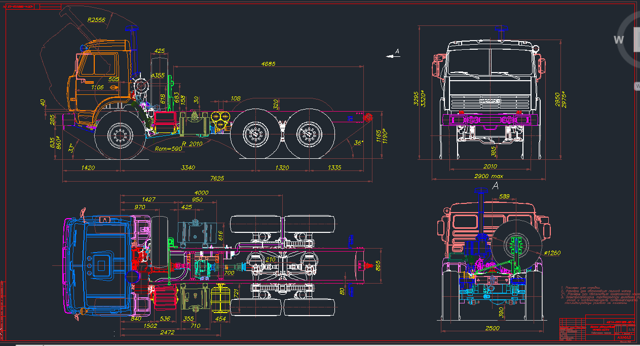 Чертеж Шасси КАМАЗ-43114