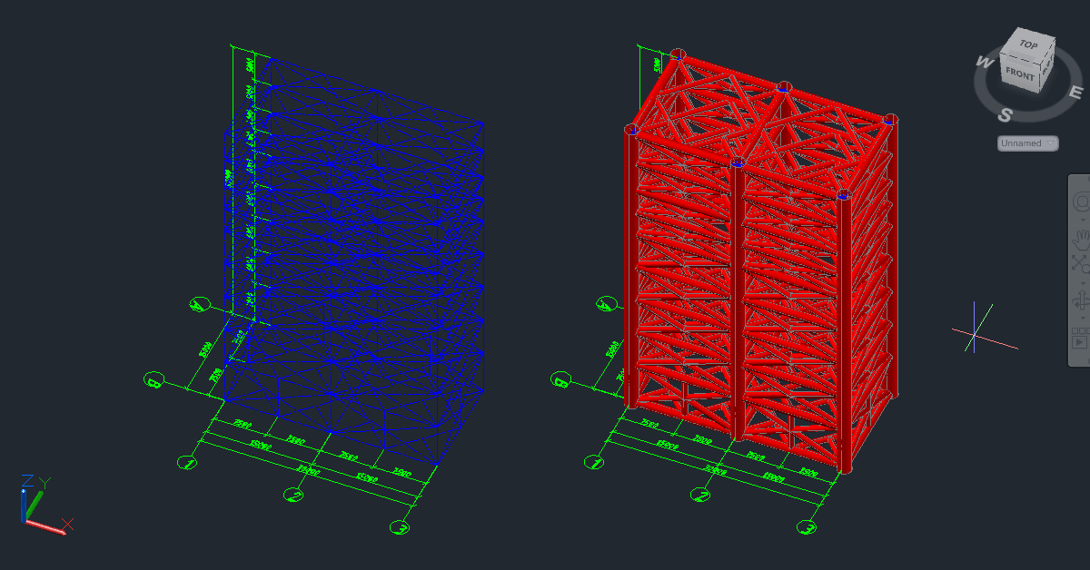 3D модель Расчет опорного блока сквозного типа МСП