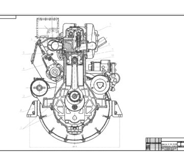 Чертеж Двигатель тепловоза 6ЧН15/18 разрез