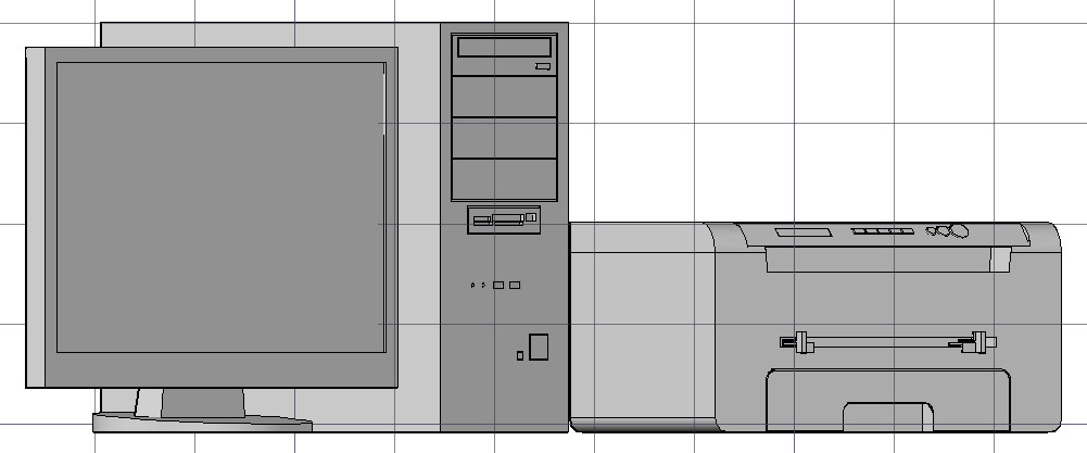 3D модель Монитор и принтер Samsung