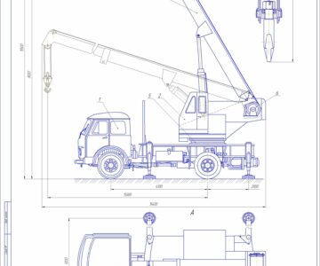 Чертеж Автокран МАЗ г/п 8т с телескопической стрелой