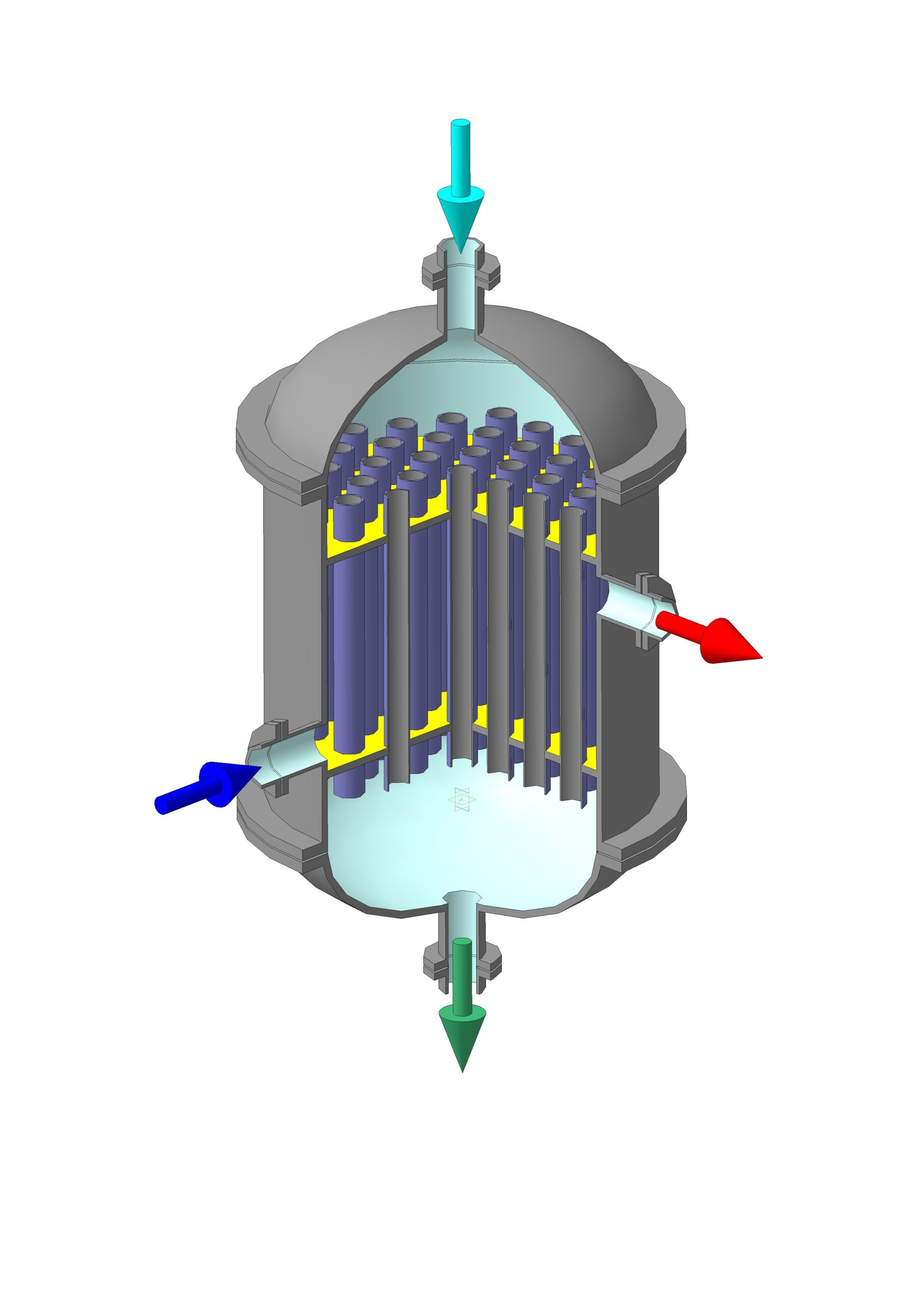 3D модель Кожухотрубный реактор с теплообменом