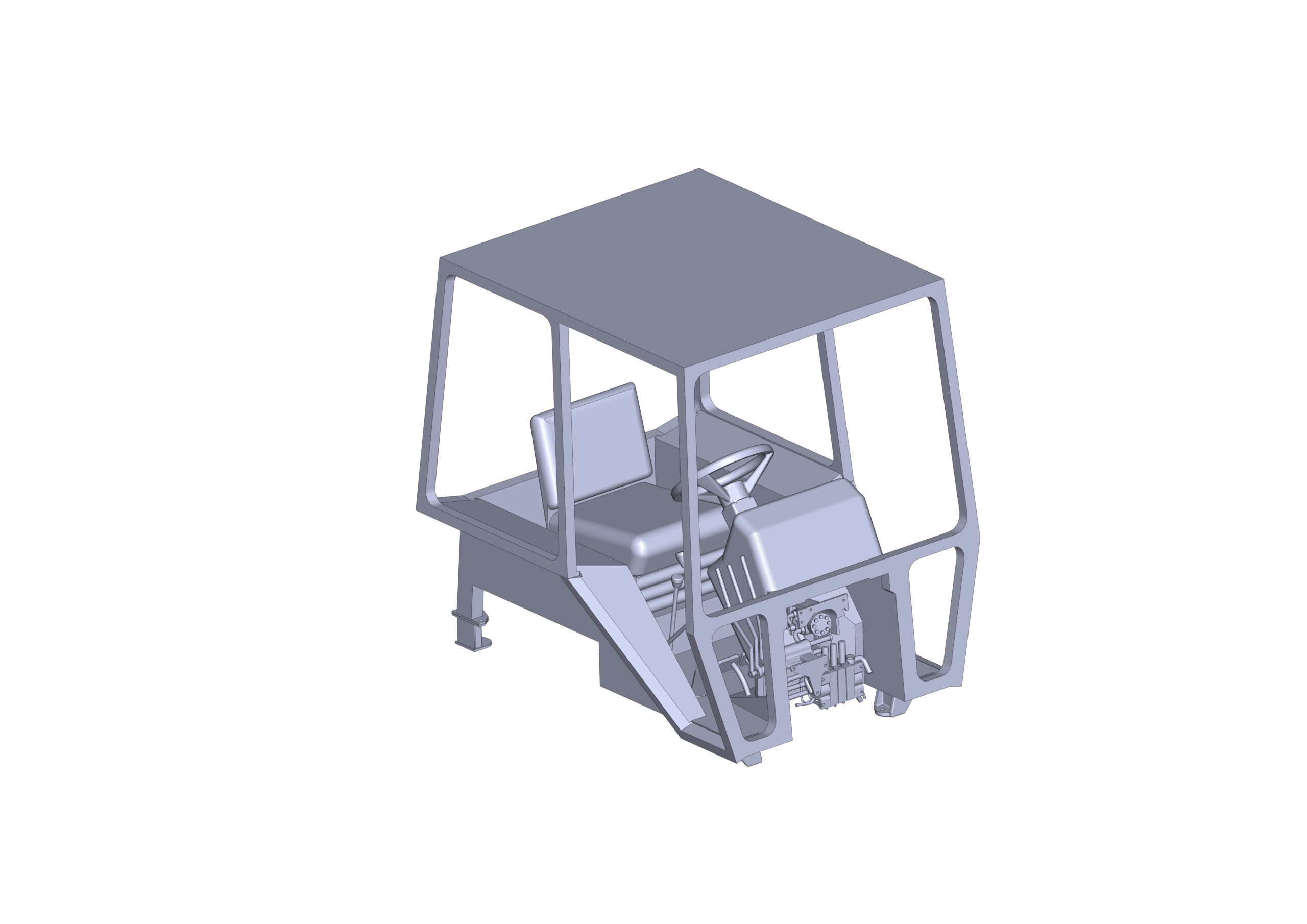 3D модель Кабина МТЗ-1221 с рулевым механизмом и гидрораспределителем