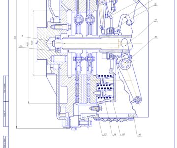 Чертеж Сухое фрикционное сцепление автомобиля КрАЗ-260