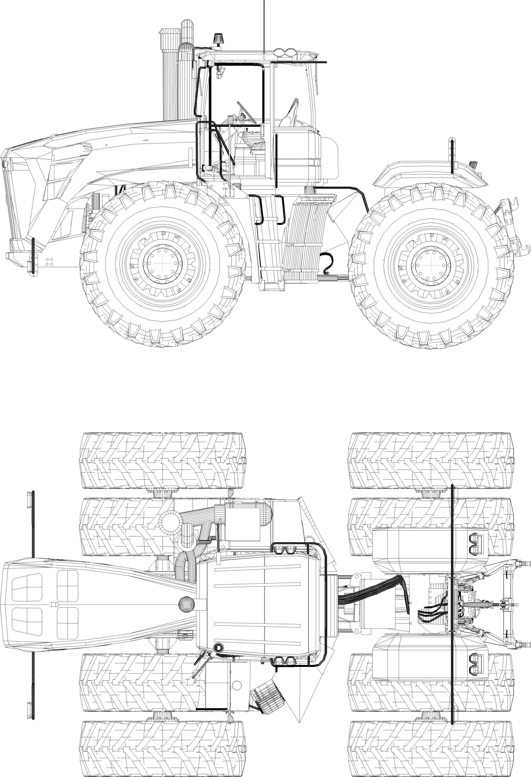 Чертеж Трактор John Deere 9630