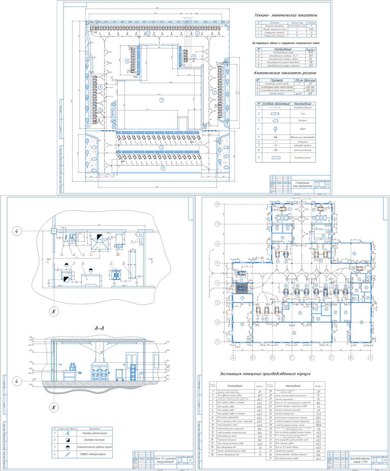 Чертеж Проект СТОА (проектируется участок ТО и ремонта аккумуляторов)