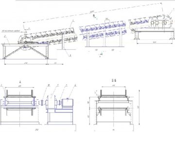 Чертеж Пластинчатый конвейер наклонный настил БВ.