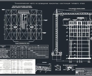 Чертеж Технологическая карта на возведение монолитных конструкций типового этажа 17-этажного жилого дома