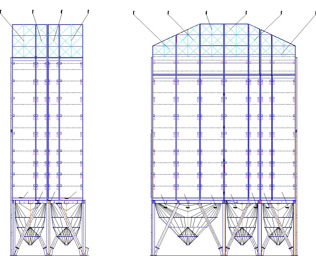 Чертеж Зернохранилище с конусным днищем