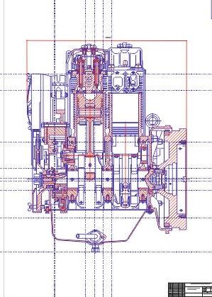 Чертеж Конструктивная разработка и расчет дизельного двигателя