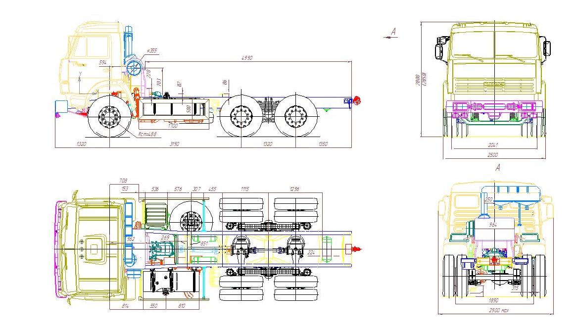 Чертеж Чертеж автомобиля КАМАЗ-53215-1030-15