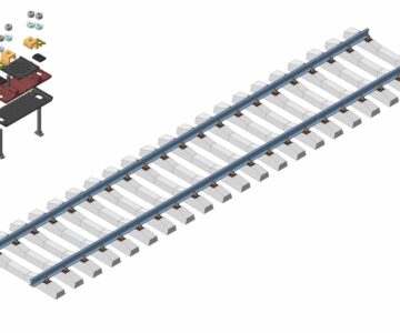 3D модель Секция пути железнодорожного с железобетоными шпалами и рельсом Р65