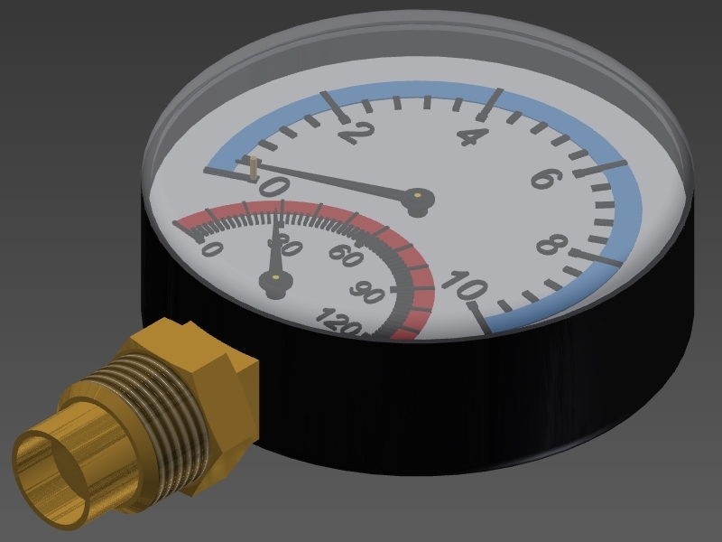 3D модель Термоманометр Watts TMRA10. 3D модель