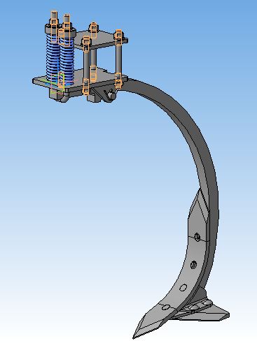 3D модель Культиваторная лапа с пружинным предохранителем