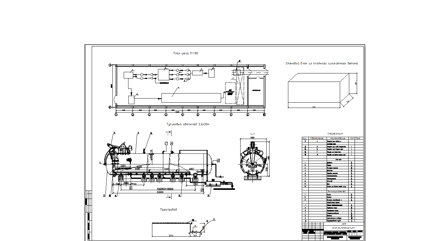 Чертеж Технология тепловой обработки стеновых блоков из плотного силикатного бетона в тупиковом автоклаве