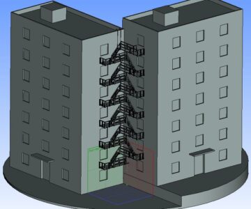 3D модель Лестничная пожарная система двух соседних домов