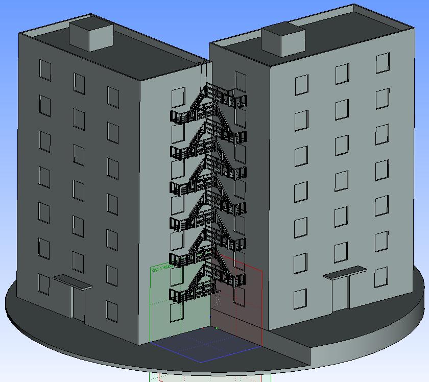 3D модель Лестничная пожарная система двух соседних домов