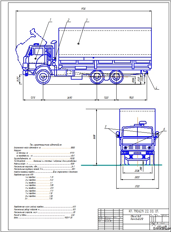Чертеж Курсовой проект на тему "Техническая эксплуатация автомобиля КамАЗ-53212"