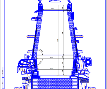 Чертеж Доменная печь полезный объем 3200м.куб