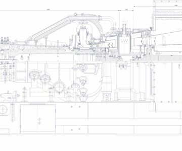 Чертеж Продольный разрез газаперекачивающего агрегата ГТН-16