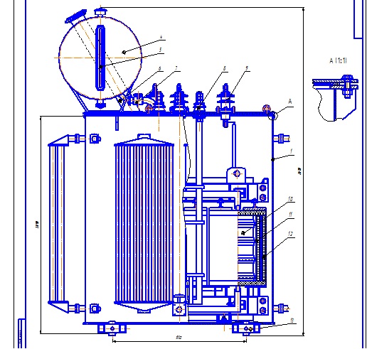 Чертеж Трансформатор масляный ТМ-400/10