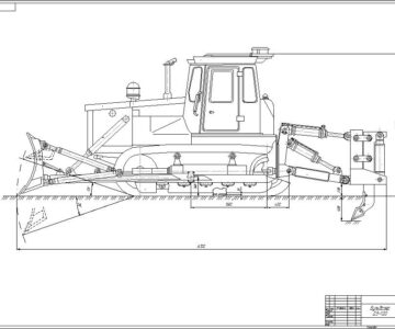 Чертеж Бульдозер ДЗ-120 с гидравлическим управлением