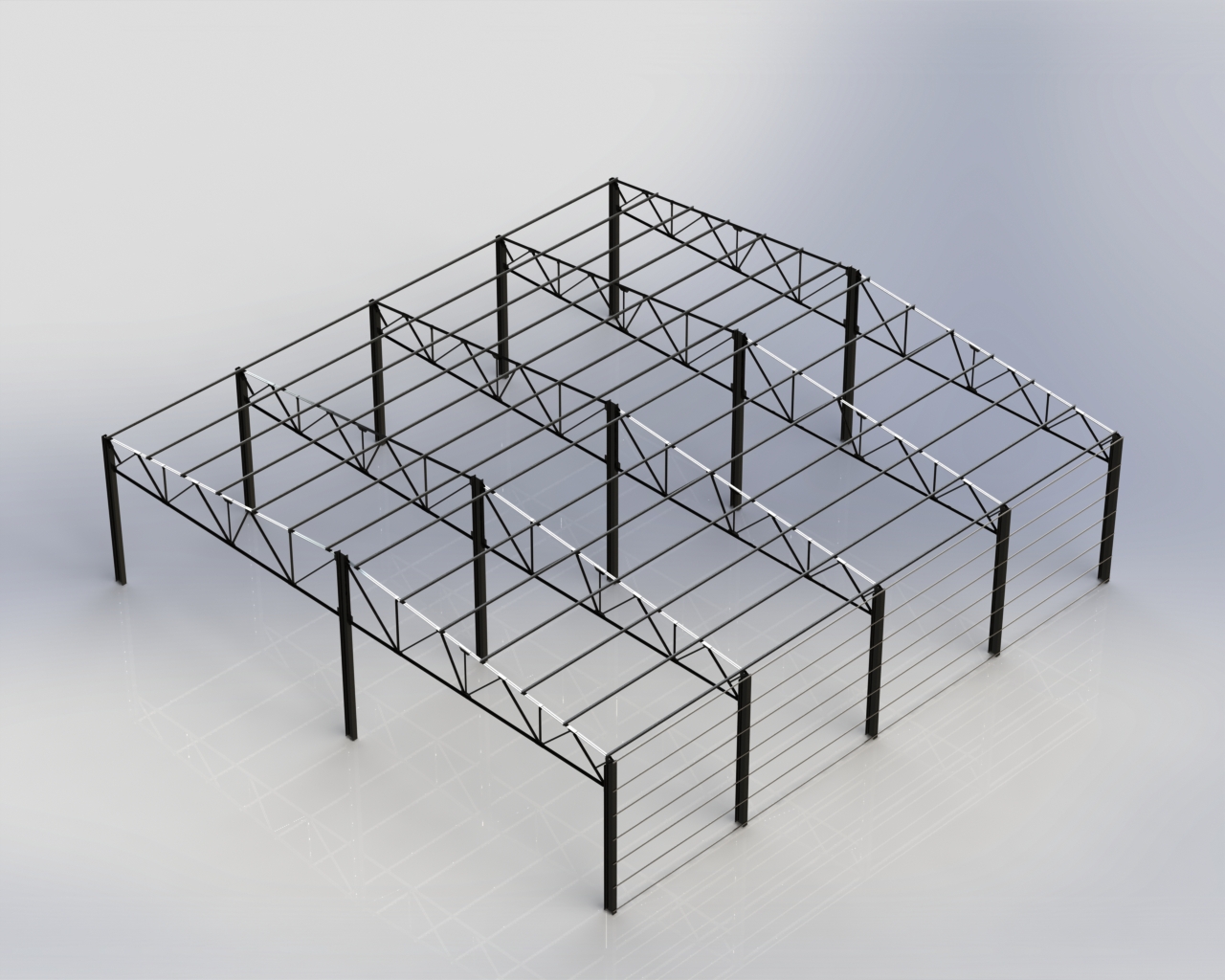 3D модель Ангар (Металлокаркас) 40х40х10 м.