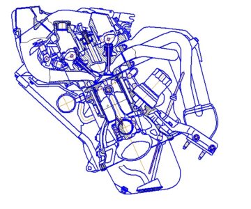 Чертеж Поперечный разрез двигателя 3S-GE